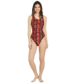 Women's Edge Wave Back One Piece Swimsuit -Speedo Store 5666078589096 red 4a