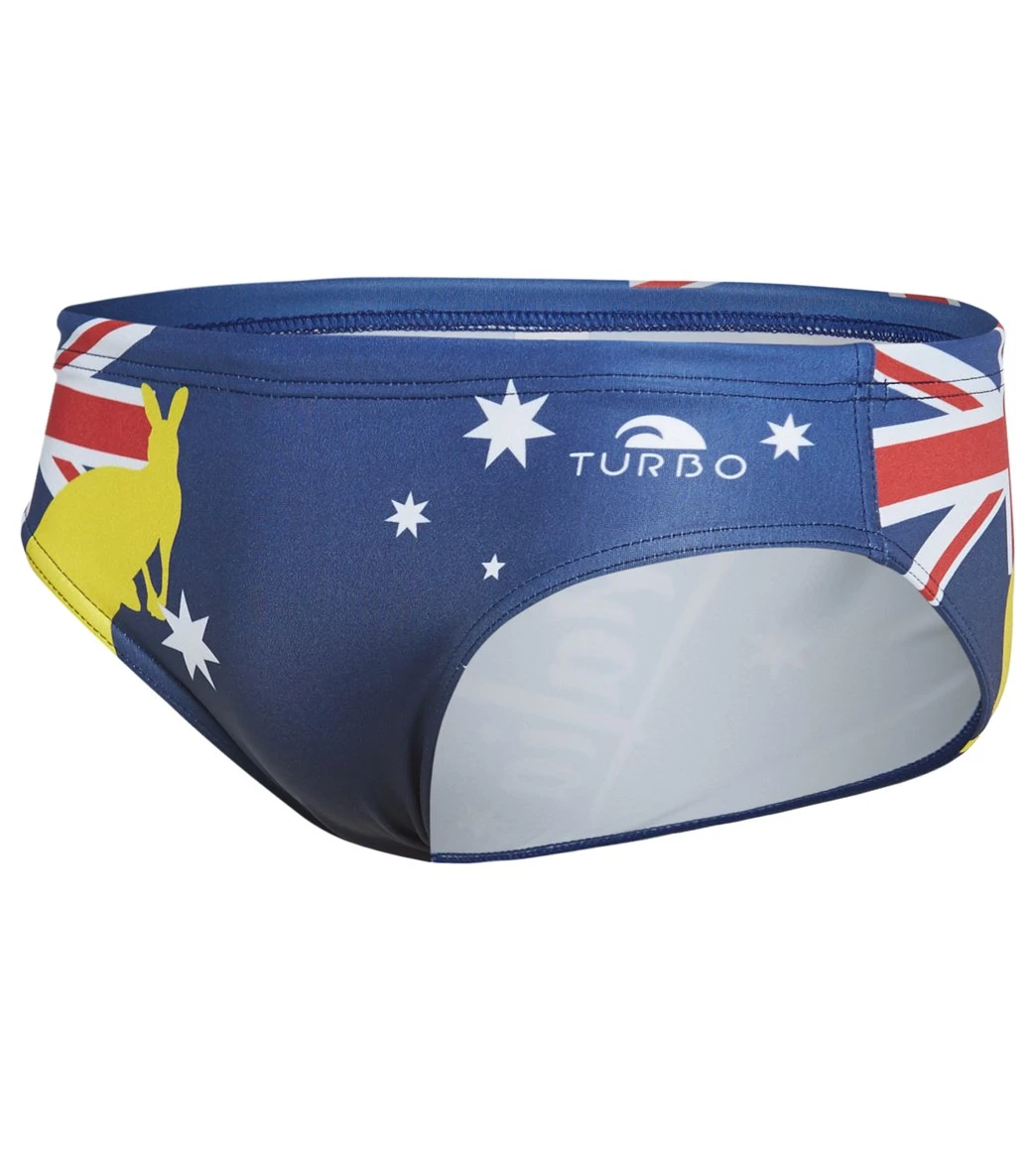 TURBO Men's Australia Lettering Water Polo Brief 2 TURBO Men's Australia Lettering Water Polo Brief - Image 2