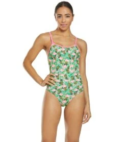 Flamingo Frenzy Thin Strap One Piece Swimsuit 9 Flamingo Frenzy Thin Strap One Piece Swimsuit -Speedo Store 5667011887272 pinkgreenmulti 4a