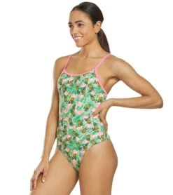Flamingo Frenzy Thin Strap One Piece Swimsuit 10 Flamingo Frenzy Thin Strap One Piece Swimsuit -Speedo Store 5667011887272 pinkgreenmulti 5a