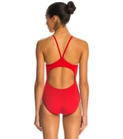 Reliance Solid V-Back One Piece Swimsuit -Speedo Store 5669963530408 red 3a