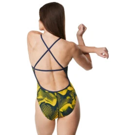 Speedo Women's Fusion Vibe Crossback One Piece Swimsuit 6 Speedo Women's Fusion Vibe Crossback One Piece Swimsuit -Speedo Store 6799981281448 navygold 3a