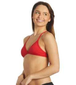 Women's Triangle Solid Bikini Top -Speedo Store 7012302323880 red 5a