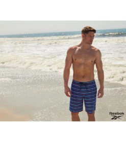 Reebok Men's Stripe Flow 9" Swim Trunks -Speedo Store 7167533973672 navyblue 6a