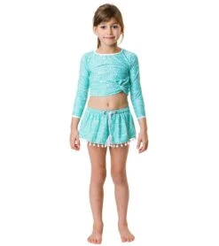 Girls' Spearmint Spot LS Wrap Crop Bikini Top (Little Kid, Big Kid) -Speedo Store 7217019060392 mint 3a