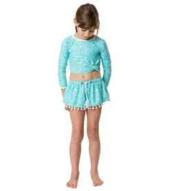 Girls' Spearmint Spot LS Wrap Crop Bikini Top (Little Kid, Big Kid) -Speedo Store 7217019060392 mint 4a