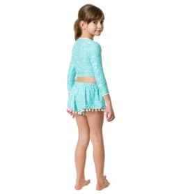 Girls' Spearmint Spot LS Wrap Crop Bikini Top (Little Kid, Big Kid) -Speedo Store 7217019060392 mint 5a