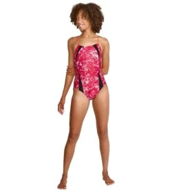 Speedo Women's Printed Flip Back One Piece Swimsuit -Speedo Store 7303599456424 roseviolet 4a