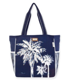 Navy / White Palm Tree Shoulder Tote