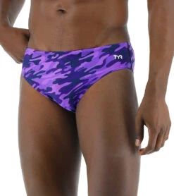 TYR Men's Camo Racer Brief Swimsuit -Speedo Store 7415993106600 purplecamo 4a