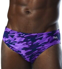 TYR Men's Camo Racer Brief Swimsuit -Speedo Store 7415993106600 purplecamo 5a
