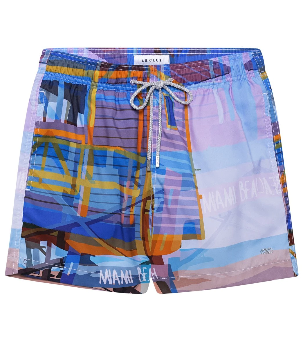 Men's Miami Beach Tower 3 Swim Trunks 1 Men's Miami Beach Tower 3 Swim Trunks