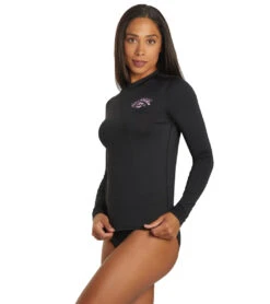 Billabong Women's Core Loose Fit Long Sleeve UPF 50 Surf Shirt -Speedo Store 7490771746984 black 4a