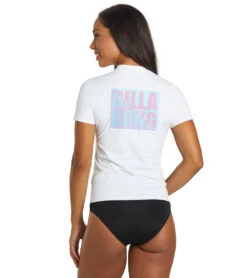 Billabong Women's Core Loose Fit Short Sleeve UPF 50 Surf Shirt -Speedo Store 7490772500648 white 3a